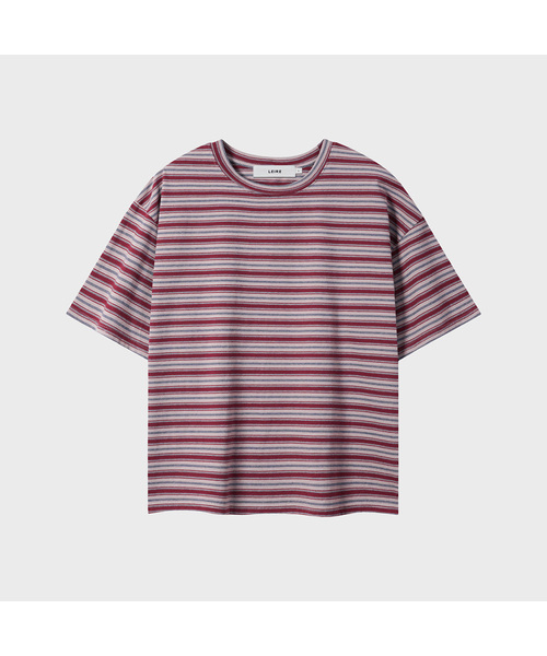 LEIRE(ルアール)の「エッセンシャルストライプクロップTシャツ (7カラー)(Tシャツ/カットソー・メンズ・ホワイト×ネイビー/ヘザーグレー/ネイビー/チャコールグレー/チャコール/ブラウン/バーガンディー・MEDIUM/LARGE/X-LARGE/XX-LARGE)」の7枚目の写真