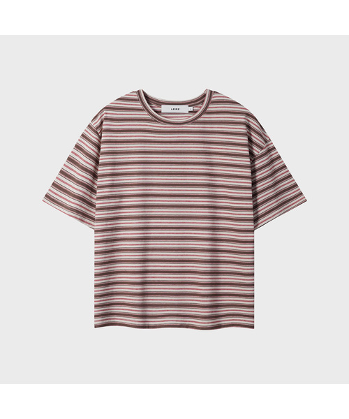 LEIRE(ルアール)の「エッセンシャルストライプクロップTシャツ (7カラー)(Tシャツ/カットソー・メンズ・ホワイト×ネイビー/ヘザーグレー/ネイビー/チャコールグレー/チャコール/ブラウン/バーガンディー・MEDIUM/LARGE/X-LARGE/XX-LARGE)」の5枚目の写真