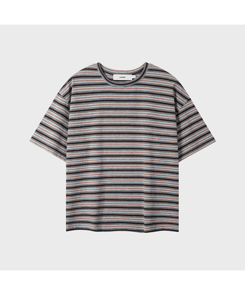 LEIRE(ルアール)の「エッセンシャルストライプクロップTシャツ (7カラー)(Tシャツ/カットソー・メンズ・ホワイト×ネイビー/ヘザーグレー/ネイビー/チャコールグレー/チャコール/ブラウン/バーガンディー・MEDIUM/LARGE/X-LARGE/XX-LARGE)」の4枚目の写真