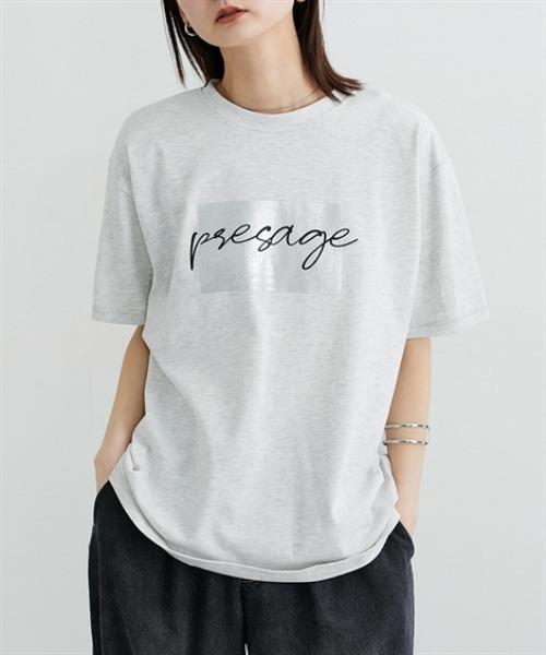 nissen(ニッセン)の「【接触冷感・UVカット】綿100%箔プリントロゴTシャツ(Tシャツ/カットソー・レディース・ブラック/モカ/杢グレー/オフホワイト・L/M)」の4枚目の写真