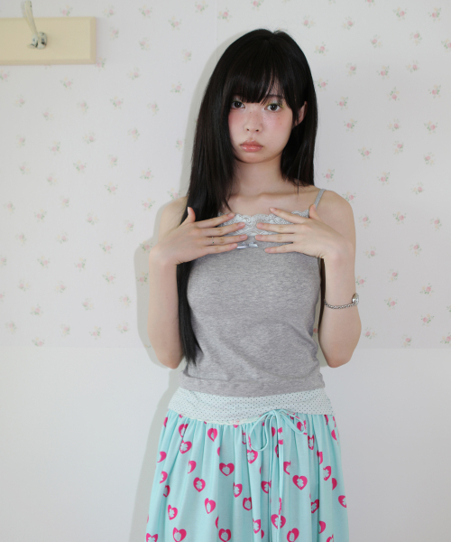 NOFFICIALNOFFICE(ノフィシャルノフィス)の「レーストリムキャミトップメランジグレー(Tシャツ/カットソー・レディース・その他・FREE)」の3枚目の写真