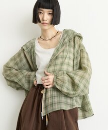 CIAOPANIC TYPY | ∴シアークロップドジップチェックフードシャツ(シャツ/ブラウス)