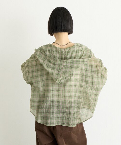 CIAOPANIC TYPY(チャオパニックティピー)の「∴シアークロップドジップチェックフードシャツ(シャツ/ブラウス・レディース・ブラウン/グリーン/ブルー/オフホワイト・ONE SIZE)」の10枚目の写真