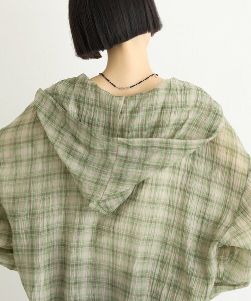 CIAOPANIC TYPY(チャオパニックティピー)の「∴シアークロップドジップチェックフードシャツ(シャツ/ブラウス・レディース・ブラウン/グリーン/ブルー/オフホワイト・ONE SIZE)」の13枚目の写真