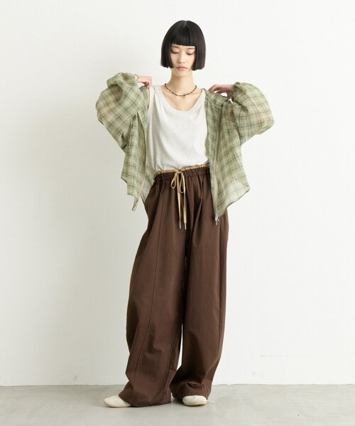 CIAOPANIC TYPY(チャオパニックティピー)の「∴シアークロップドジップチェックフードシャツ(シャツ/ブラウス・レディース・ブラウン/グリーン/ブルー/オフホワイト・ONE SIZE)」の15枚目の写真