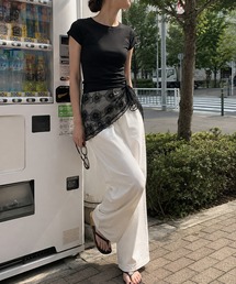 【KONVINI select】フラワーレースラップスカート レディース レイヤードスカート 重ね着 シアーレース バレエコア 韓国ファッション