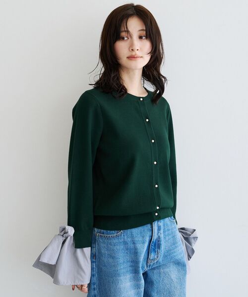 YECCA VECCA(イェッカヴェッカ)の「2way袖リボンカーディガン(カーディガン/ボレロ・レディース・ブラック/グリーン/グレイッシュベージュ・FREE)」の18枚目の写真