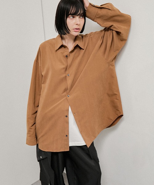 Alfred Alex(アルフレッドアレックス)の「【Alfred Alex】Oversized Textured Shirt / オーバーサイズ テクスチャー 長袖シャツ(シャツ/ブラウス・メンズ・スミクロ/キャメル/ブラウン・M/L)」の13枚目の写真