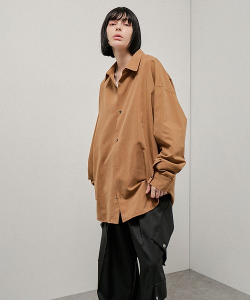 Alfred Alex(アルフレッドアレックス)の「【Alfred Alex】Oversized Textured Shirt / オーバーサイズ テクスチャー 長袖シャツ(シャツ/ブラウス・メンズ・スミクロ/キャメル/ブラウン・M/L)」の14枚目の写真