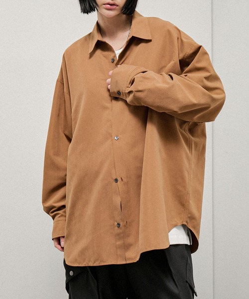 Alfred Alex(アルフレッドアレックス)の「【Alfred Alex】Oversized Textured Shirt / オーバーサイズ テクスチャー 長袖シャツ(シャツ/ブラウス・メンズ・スミクロ/キャメル/ブラウン・M/L)」の15枚目の写真