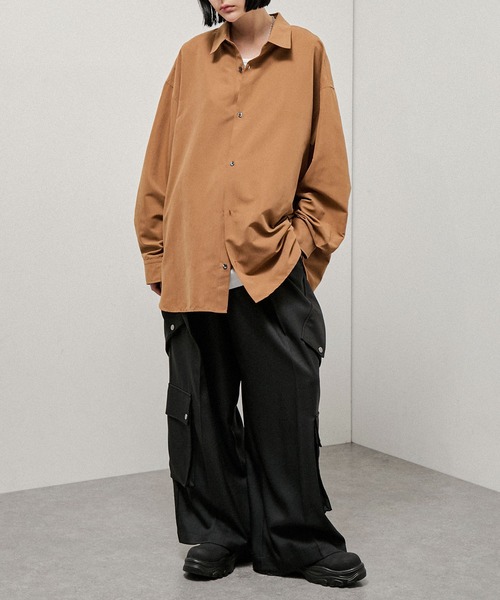Alfred Alex(アルフレッドアレックス)の「【Alfred Alex】Oversized Textured Shirt / オーバーサイズ テクスチャー 長袖シャツ(シャツ/ブラウス・メンズ・スミクロ/キャメル/ブラウン・M/L)」の18枚目の写真