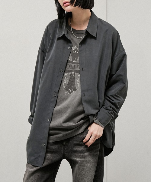 Alfred Alex(アルフレッドアレックス)の「【Alfred Alex】Oversized Textured Shirt / オーバーサイズ テクスチャー 長袖シャツ(シャツ/ブラウス・メンズ・スミクロ/キャメル/ブラウン・M/L)」の6枚目の写真