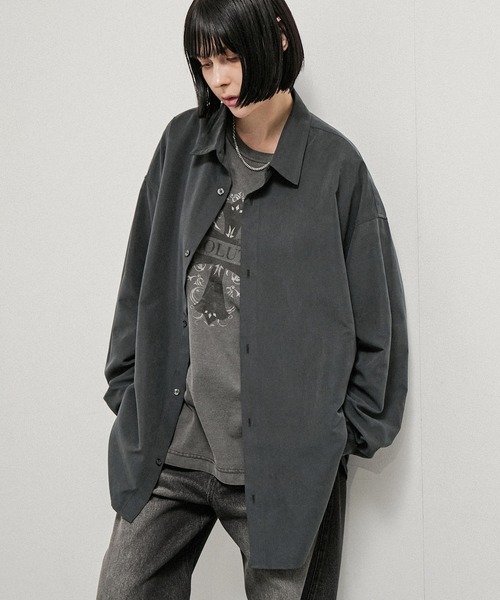 Alfred Alex(アルフレッドアレックス)の「【Alfred Alex】Oversized Textured Shirt / オーバーサイズ テクスチャー 長袖シャツ(シャツ/ブラウス・メンズ・スミクロ/キャメル/ブラウン・M/L)」の7枚目の写真