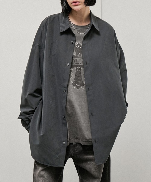 Alfred Alex(アルフレッドアレックス)の「【Alfred Alex】Oversized Textured Shirt / オーバーサイズ テクスチャー 長袖シャツ(シャツ/ブラウス・メンズ・スミクロ/キャメル/ブラウン・M/L)」の8枚目の写真