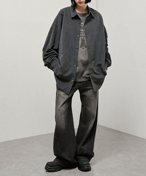 Alfred Alex(アルフレッドアレックス)の「【Alfred Alex】Oversized Textured Shirt / オーバーサイズ テクスチャー 長袖シャツ(シャツ/ブラウス・メンズ・スミクロ/キャメル/ブラウン・M/L)」の11枚目の写真
