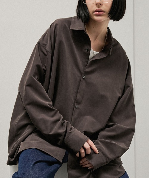 Alfred Alex(アルフレッドアレックス)の「【Alfred Alex】Oversized Textured Shirt / オーバーサイズ テクスチャー 長袖シャツ(シャツ/ブラウス・メンズ・スミクロ/キャメル/ブラウン・M/L)」の20枚目の写真