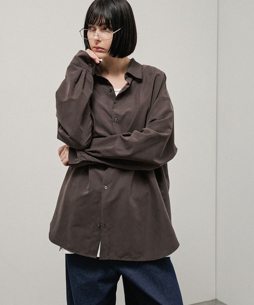 Alfred Alex(アルフレッドアレックス)の「【Alfred Alex】Oversized Textured Shirt / オーバーサイズ テクスチャー 長袖シャツ(シャツ/ブラウス・メンズ・スミクロ/キャメル/ブラウン・M/L)」の21枚目の写真