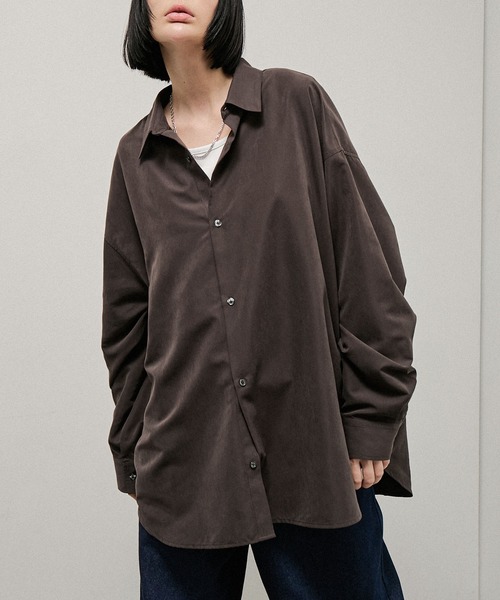 Alfred Alex(アルフレッドアレックス)の「【Alfred Alex】Oversized Textured Shirt / オーバーサイズ テクスチャー 長袖シャツ(シャツ/ブラウス・メンズ・スミクロ/キャメル/ブラウン・M/L)」の22枚目の写真