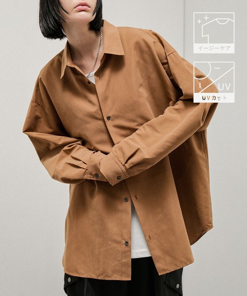 Alfred Alex(アルフレッドアレックス)の「【Alfred Alex】Oversized Textured Shirt / オーバーサイズ テクスチャー 長袖シャツ(シャツ/ブラウス・メンズ・スミクロ/キャメル/ブラウン・M/L)」の12枚目の写真