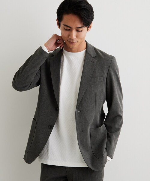 THE SHOP TK (ザ ショップ ティーケー )の「【ストレッチ/洗濯機OK/セットアップ可】デニムライク ジャケット(スーツジャケット・メンズ・ネイビー/ブラック・01/02/03/04)」の3枚目の写真