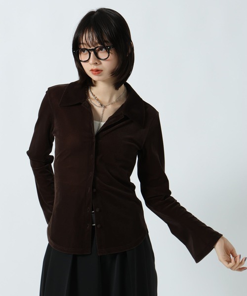 PAGEBOY(ページボーイ)の「クールベロアコンパクトシャツ【接触冷感】(シャツ/ブラウス・レディース・ブラック/ダークブラウン・FREE)」の20枚目の写真