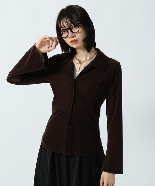 PAGEBOY(ページボーイ)の「クールベロアコンパクトシャツ【接触冷感】(シャツ/ブラウス・レディース・ブラック/ダークブラウン・FREE)」の21枚目の写真