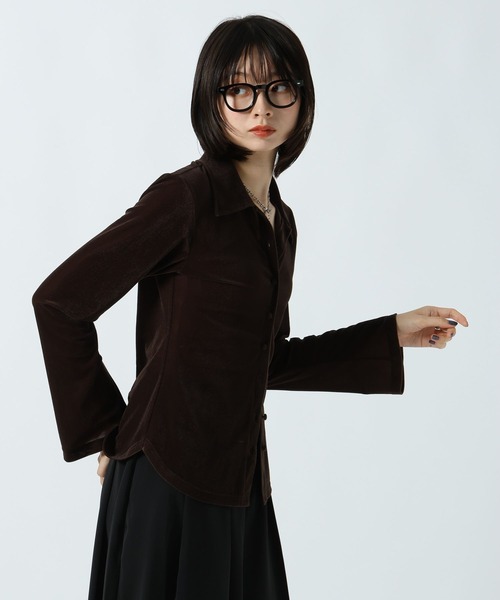 PAGEBOY(ページボーイ)の「クールベロアコンパクトシャツ【接触冷感】(シャツ/ブラウス・レディース・ブラック/ダークブラウン・FREE)」の22枚目の写真