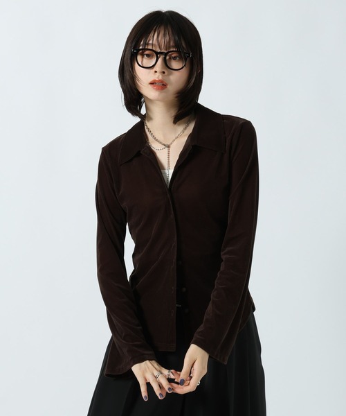 PAGEBOY(ページボーイ)の「クールベロアコンパクトシャツ【接触冷感】(シャツ/ブラウス・レディース・ブラック/ダークブラウン・FREE)」の19枚目の写真