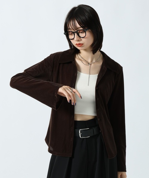 PAGEBOY(ページボーイ)の「クールベロアコンパクトシャツ【接触冷感】(シャツ/ブラウス・レディース・ブラック/ダークブラウン・FREE)」の17枚目の写真