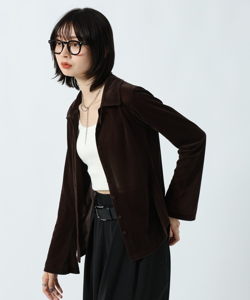 PAGEBOY(ページボーイ)の「クールベロアコンパクトシャツ【接触冷感】(シャツ/ブラウス・レディース・ブラック/ダークブラウン・FREE)」の18枚目の写真
