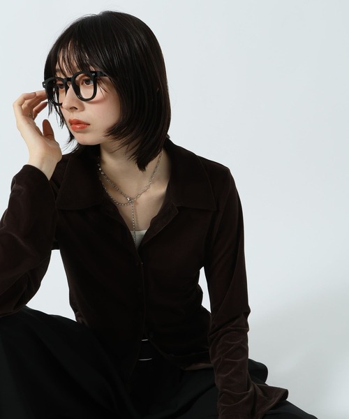 PAGEBOY(ページボーイ)の「クールベロアコンパクトシャツ【接触冷感】(シャツ/ブラウス・レディース・ブラック/ダークブラウン・FREE)」の16枚目の写真