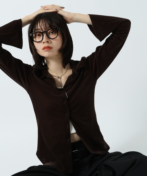 PAGEBOY(ページボーイ)の「クールベロアコンパクトシャツ【接触冷感】(シャツ/ブラウス・レディース・ブラック/ダークブラウン・FREE)」の15枚目の写真