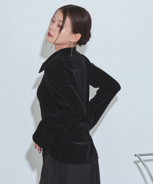 PAGEBOY(ページボーイ)の「クールベロアコンパクトシャツ【接触冷感】(シャツ/ブラウス・レディース・ブラック/ダークブラウン・FREE)」の9枚目の写真