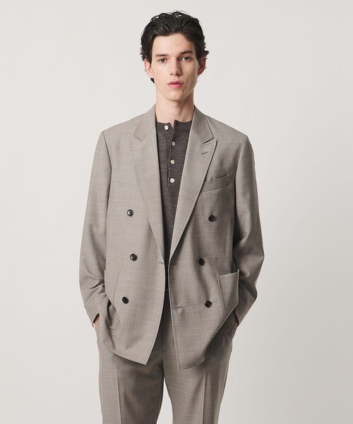 UNITED ARROWS(ユナイテッドアローズ)の「ワンフォーティー サテン オーディナリー ダブル 6ボタン テーラードジャケット(テーラードジャケット・メンズ・ベージュ/ダークグレー・M/S/XL/L)」の1枚目の写真