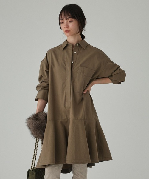 BABYLONE(バビロン)の「ペプラムシャツワンピース(シャツワンピース・レディース・ホワイト/カーキ・フリー)」の12枚目の写真