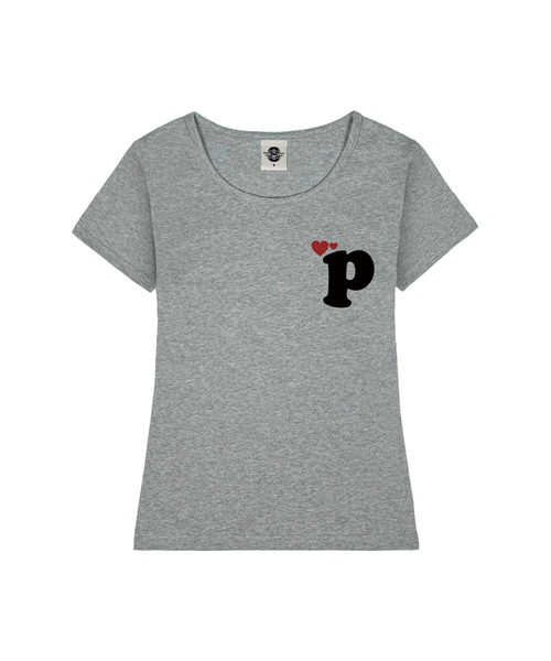 PRIMATE（プライメイト）の「HEART P レディース Uネックスリムフィット半袖Tシャツ 6 COLORS（Tシャツ/カットソー・レディース・ホワイト/ネイビー/ミント/ブラック/ピンク/ミックスグレー・MEDIUM/SMALL）」の3枚目の写真