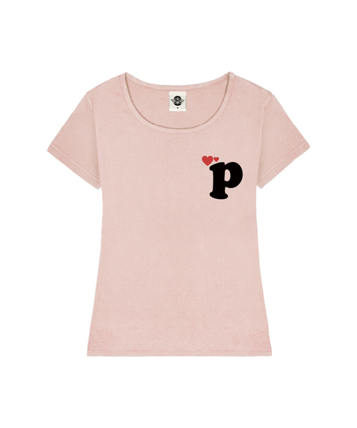 PRIMATE（プライメイト）の「HEART P レディース Uネックスリムフィット半袖Tシャツ 6 COLORS（Tシャツ/カットソー・レディース・ホワイト/ネイビー/ミント/ブラック/ピンク/ミックスグレー・MEDIUM/SMALL）」の6枚目の写真