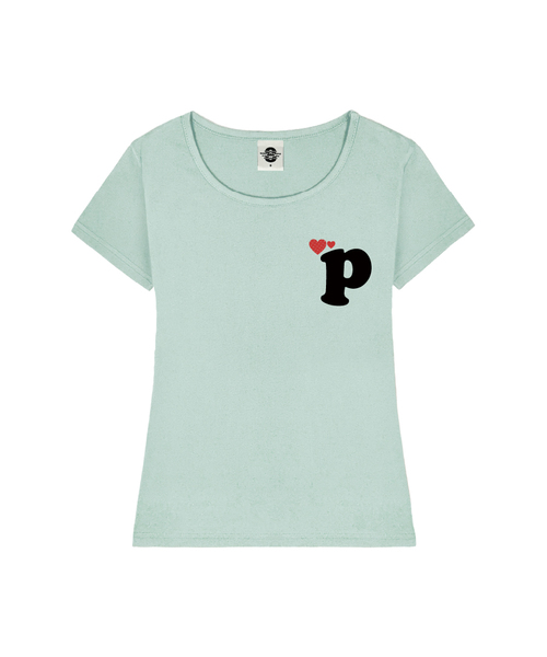 PRIMATE（プライメイト）の「HEART P レディース Uネックスリムフィット半袖Tシャツ 6 COLORS（Tシャツ/カットソー・レディース・ホワイト/ネイビー/ミント/ブラック/ピンク/ミックスグレー・MEDIUM/SMALL）」の4枚目の写真