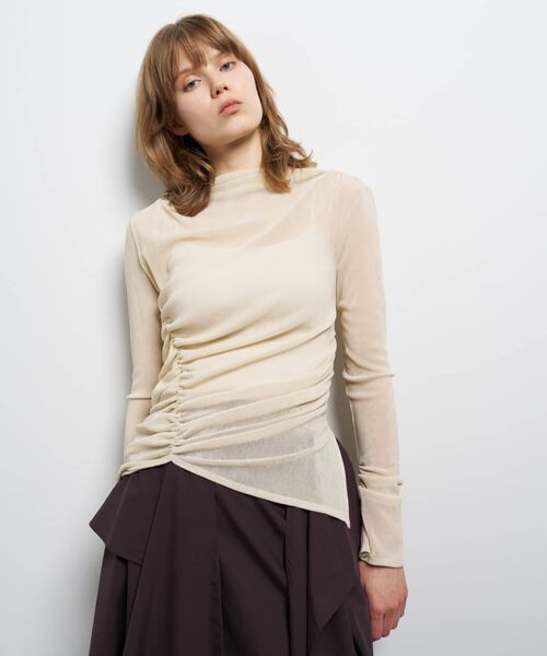 LANVIN en Bleu（ランバンオンブルー）の「フロッキーチュールドレープカットソー（Tシャツ/カットソー・レディース・ベージュ/ブラウン・38）」の6枚目の写真