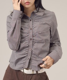 apres jour mignon | アソート柄シャーリングシャツ(シャツ/ブラウス)