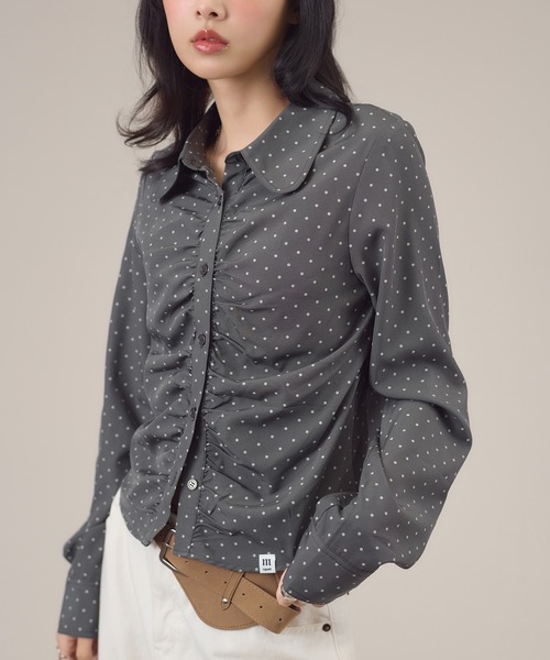 apres jour mignon(アプレジュールミニョン)の「アソート柄シャーリングシャツ(シャツ/ブラウス・レディース・ベージュ/チャコールグレー/ブラウン系その他/オフホワイト・LARGE/フリー)」の13枚目の写真