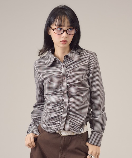 apres jour mignon(アプレジュールミニョン)の「アソート柄シャーリングシャツ(シャツ/ブラウス・レディース・ベージュ/チャコールグレー/ブラウン系その他/オフホワイト・LARGE/フリー)」の22枚目の写真
