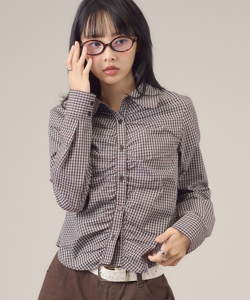 apres jour mignon(アプレジュールミニョン)の「アソート柄シャーリングシャツ(シャツ/ブラウス・レディース・ベージュ/チャコールグレー/ブラウン系その他/オフホワイト・LARGE/フリー)」の19枚目の写真