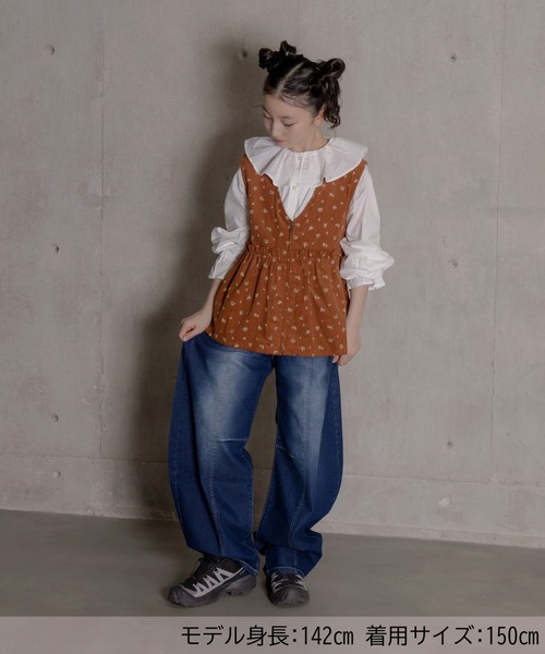 MAKE YOUR DAY(メイクユアデイ)の「ビッグフリルカラーブラウス■150.160cm(シャツ/ブラウス・キッズ・オフホワイト/レッド・150/160)」の4枚目の写真