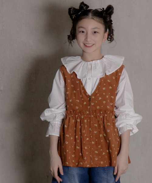 MAKE YOUR DAY(メイクユアデイ)の「ビッグフリルカラーブラウス■150.160cm(シャツ/ブラウス・キッズ・オフホワイト/レッド・150/160)」の16枚目の写真