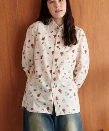 イラスト総柄シャツ