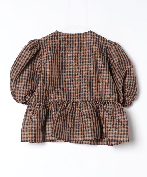 GANNI（ガニー）の「GANNI / ガニー：【レディース】Crinkled Taffeta Check Peplum Blouse：A1040085[ANN]（シャツ/ブラウス・レディース・ブラウン・36）」の2枚目の写真