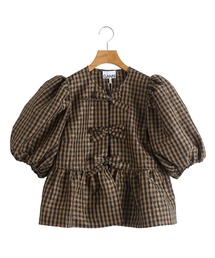 GANNI（ガニー）の「GANNI / ガニー：【レディース】Crinkled Taffeta Check Peplum Blouse：A1040085[ANN]（シャツ/ブラウス）」