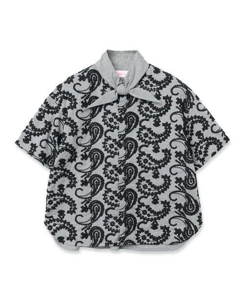 mintdesigns(ミントデザインズ)の「Layered Paisley Tie Collar Shirt(シャツ/ブラウス・レディース・ブラック/サックスブルー・ONESIZE)」の8枚目の写真