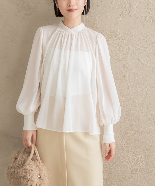 URBAN RESEARCH ROSSO WOMEN(アーバンリサーチ ロッソ)の「ハイネックボリュームスリーブブラウス(シャツ/ブラウス・レディース・ピンク/ブラック/アイボリー・FREE)」の1枚目の写真